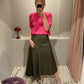 GANNI Light Wool Melange Belted Asymmetric Skirt