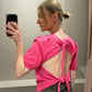 GANNI Sheer Cotton Back Tie Top