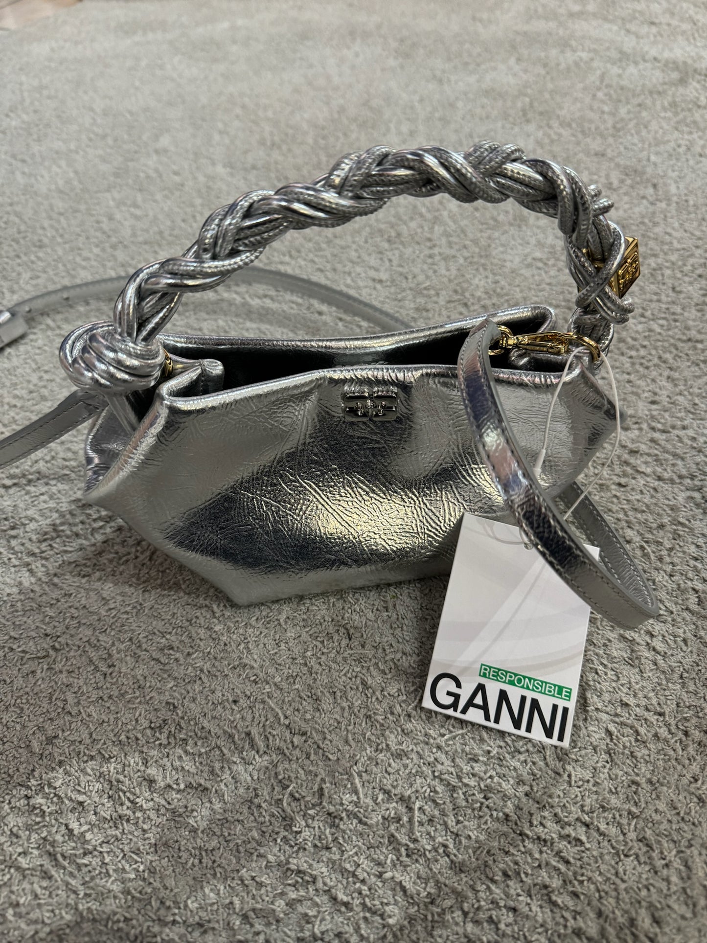 GANNI Bou Bag Mini Metallic Silver