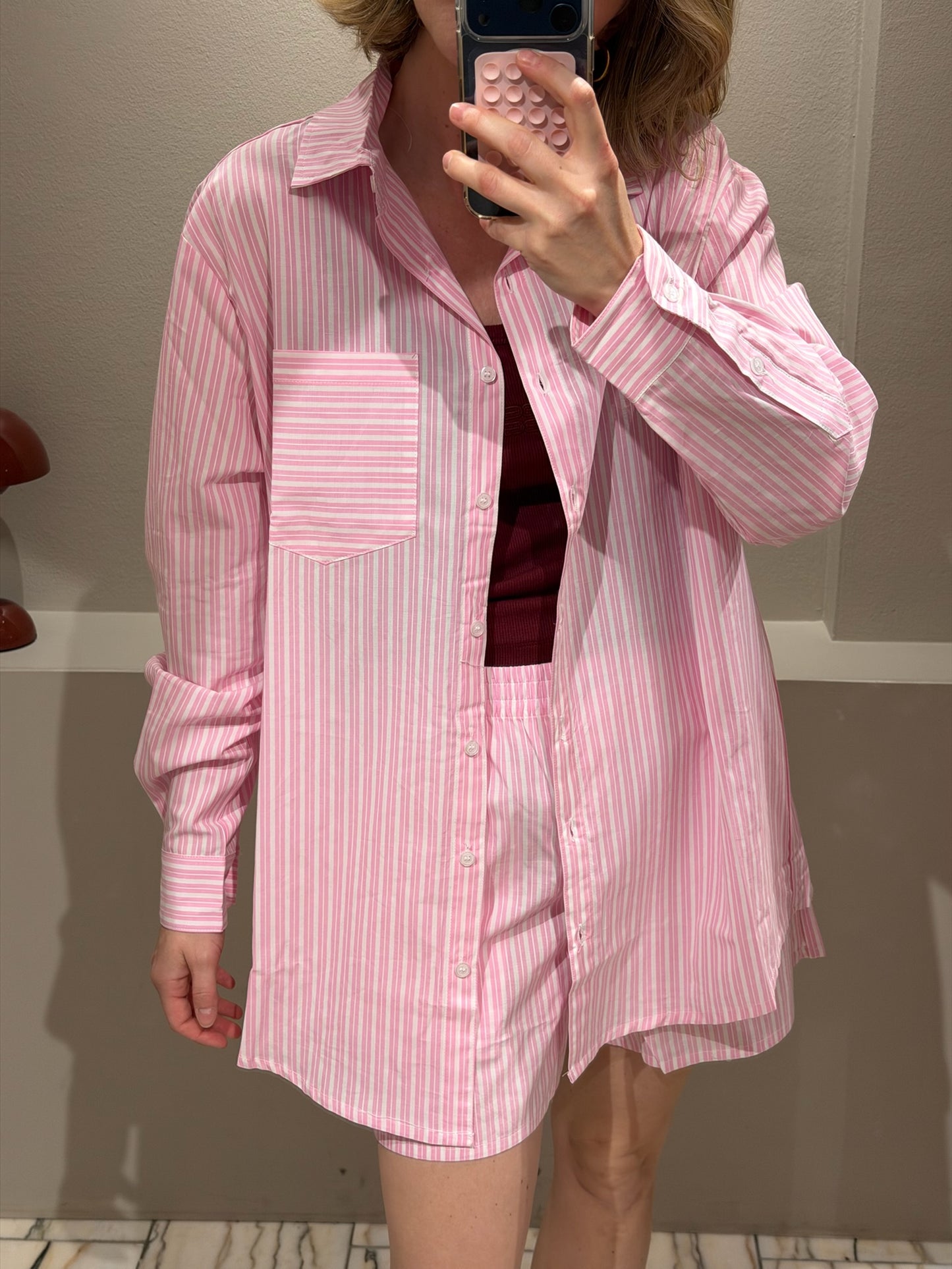 H2O Rønne Essential Pyjama Shirt Rosa