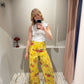 GANNI Print Denim Baggy Cargo Jeans
