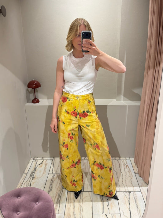 GANNI Print Denim Baggy Cargo Jeans