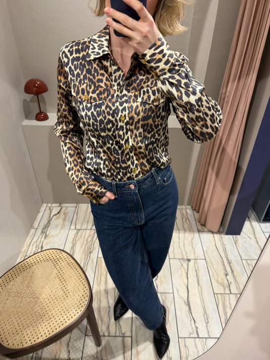 GANNI Printed Satin Shirt