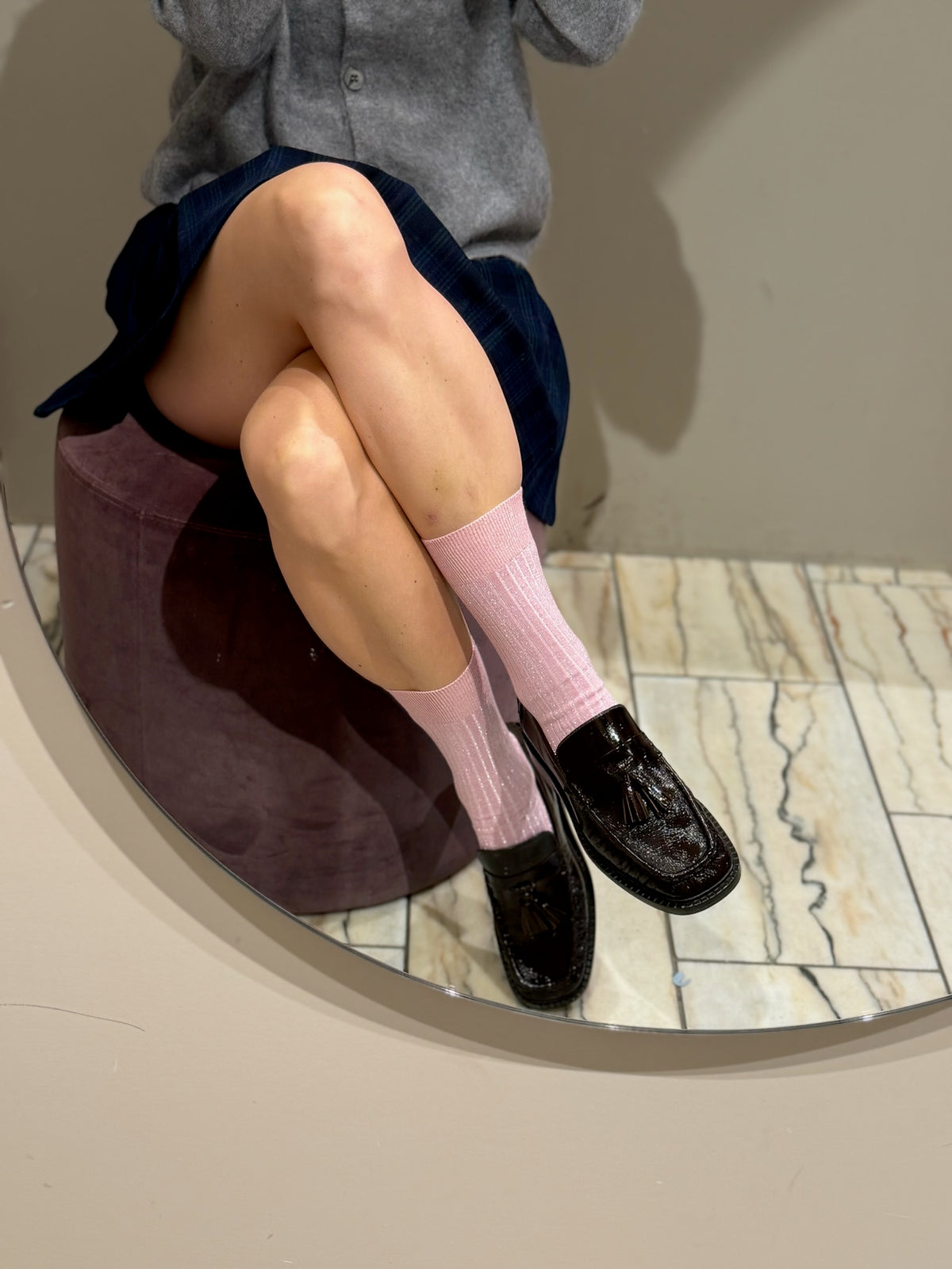Cherry Short Socks Pink