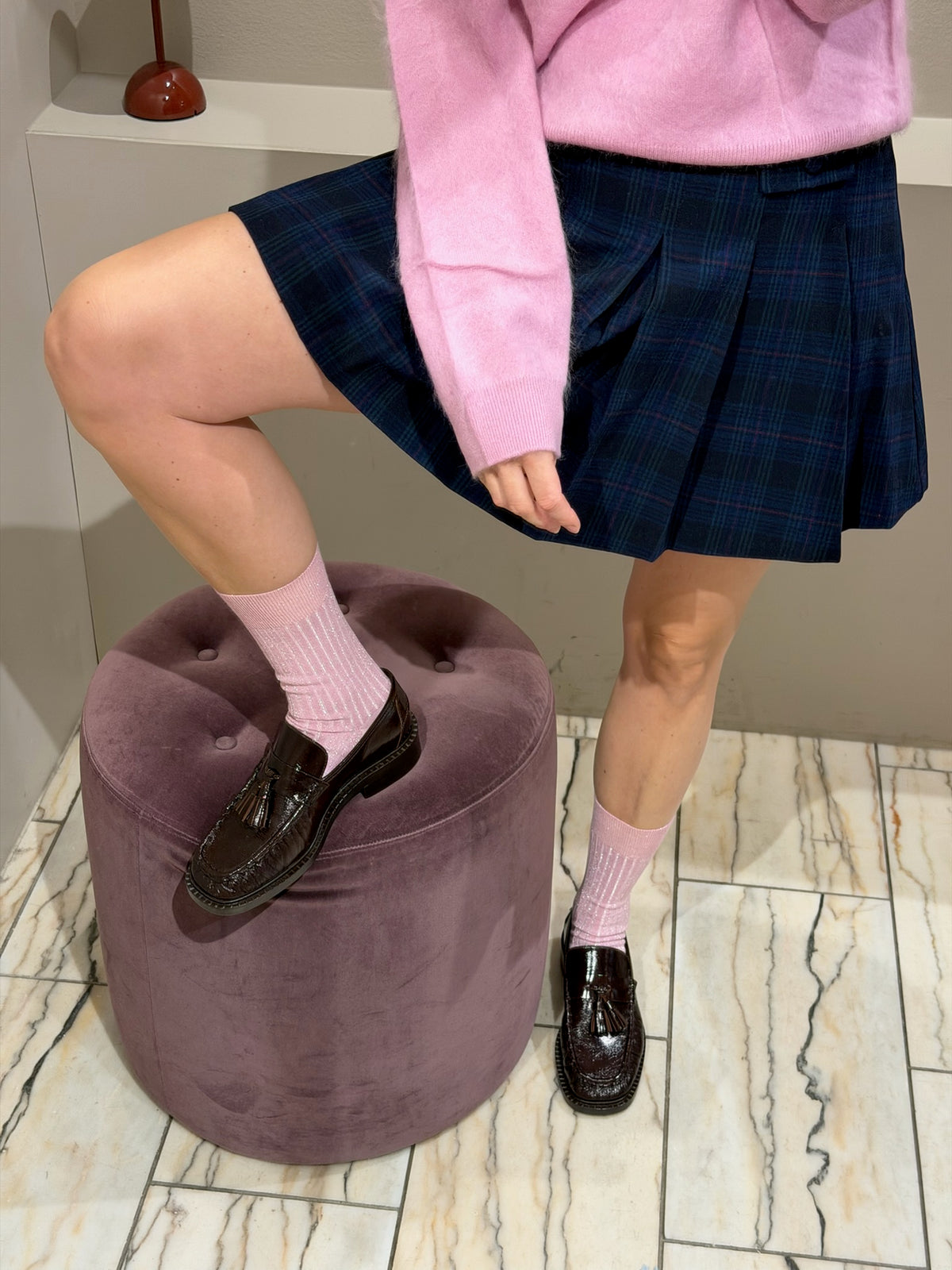 Cherry Short Socks Pink