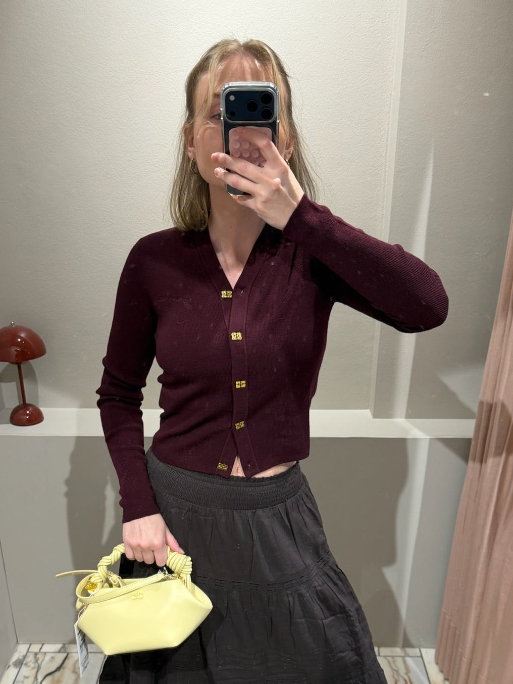 GANNI Mini Ribbed Merino Cardigan