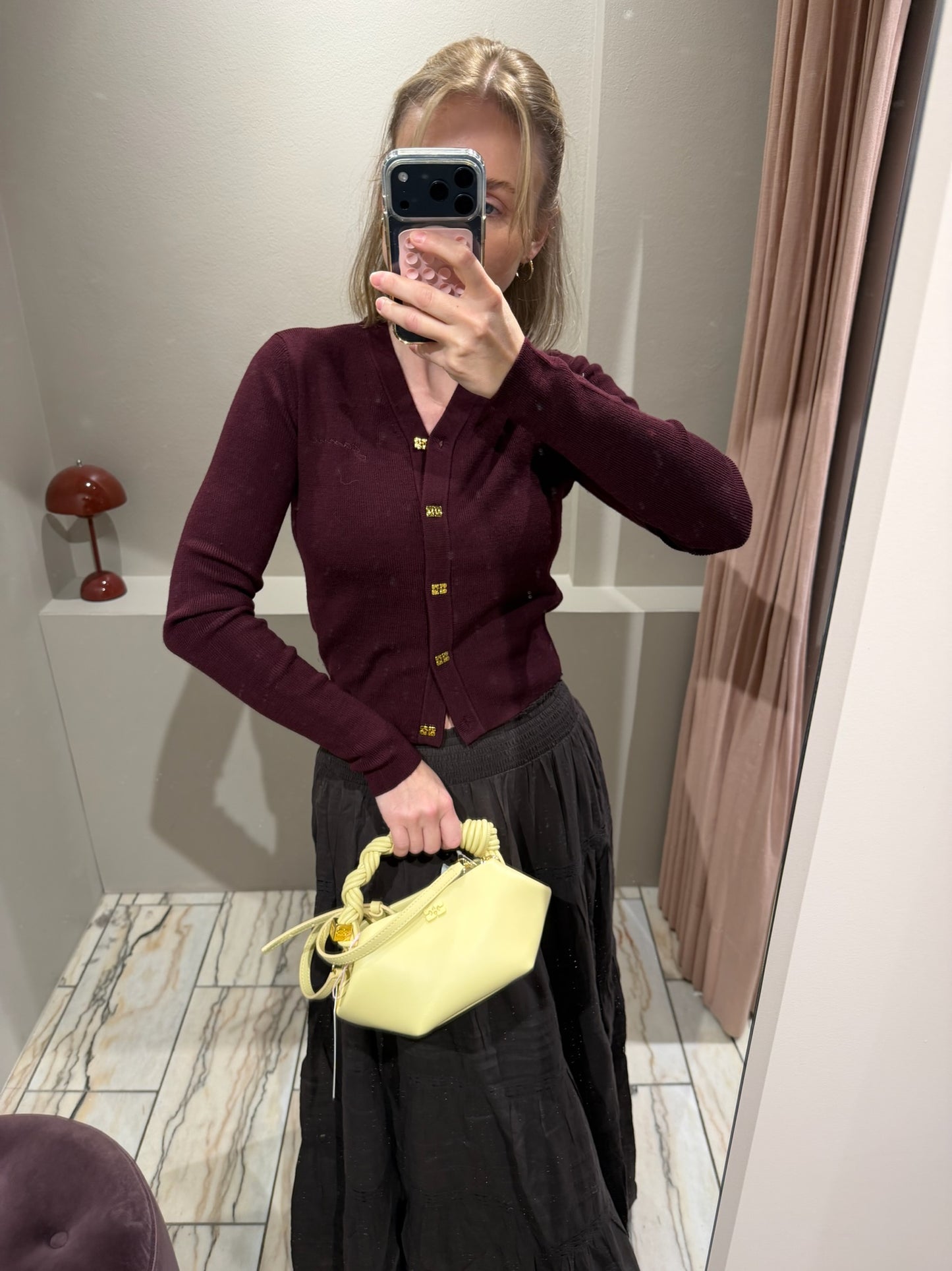 GANNI Mini Ribbed Merino Cardigan