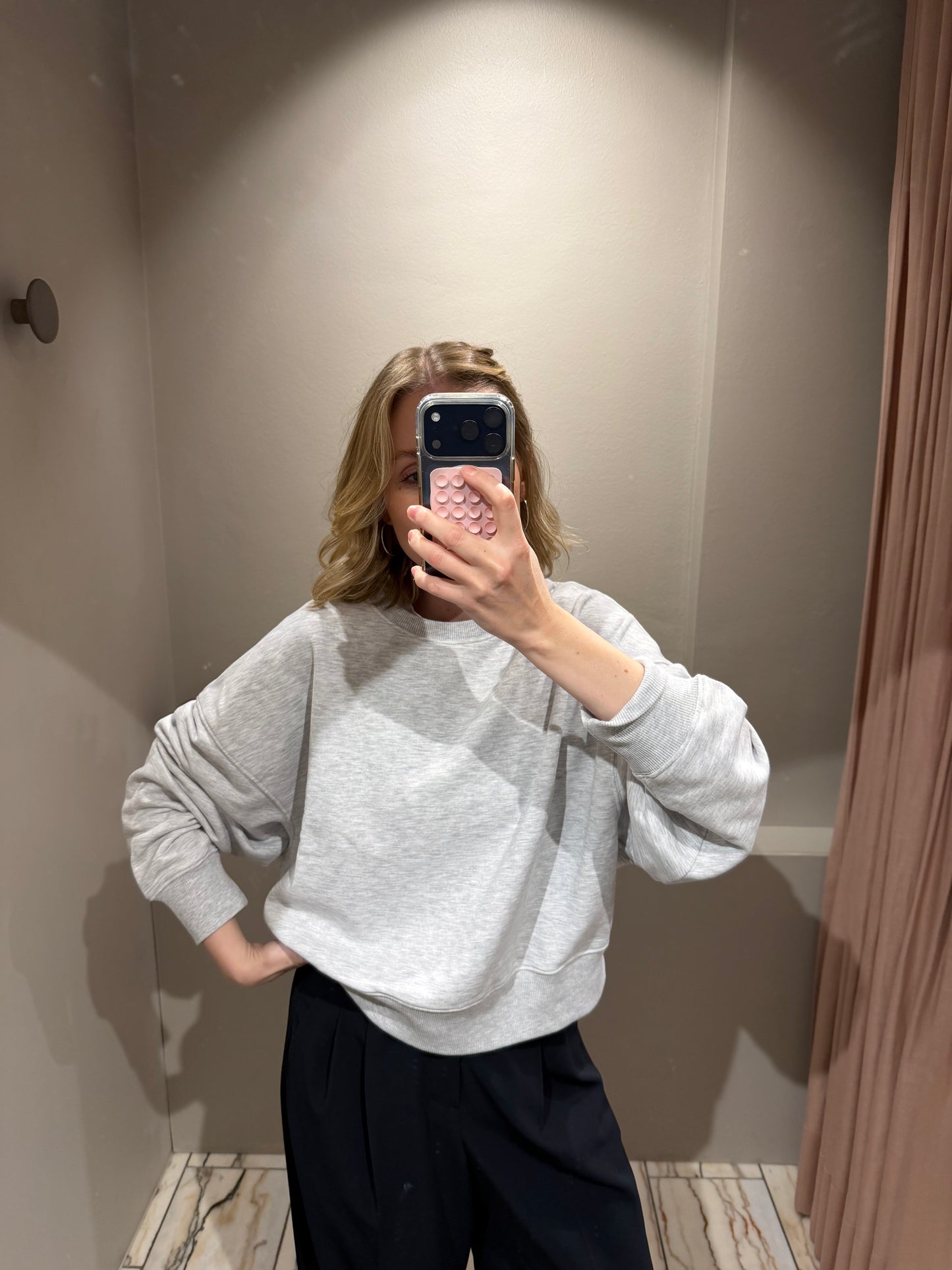 Grey Marl FRANNY CREW NECK DROP SHOULDER - GREY