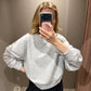 Grey Marl FRANNY CREW NECK DROP SHOULDER - GREY