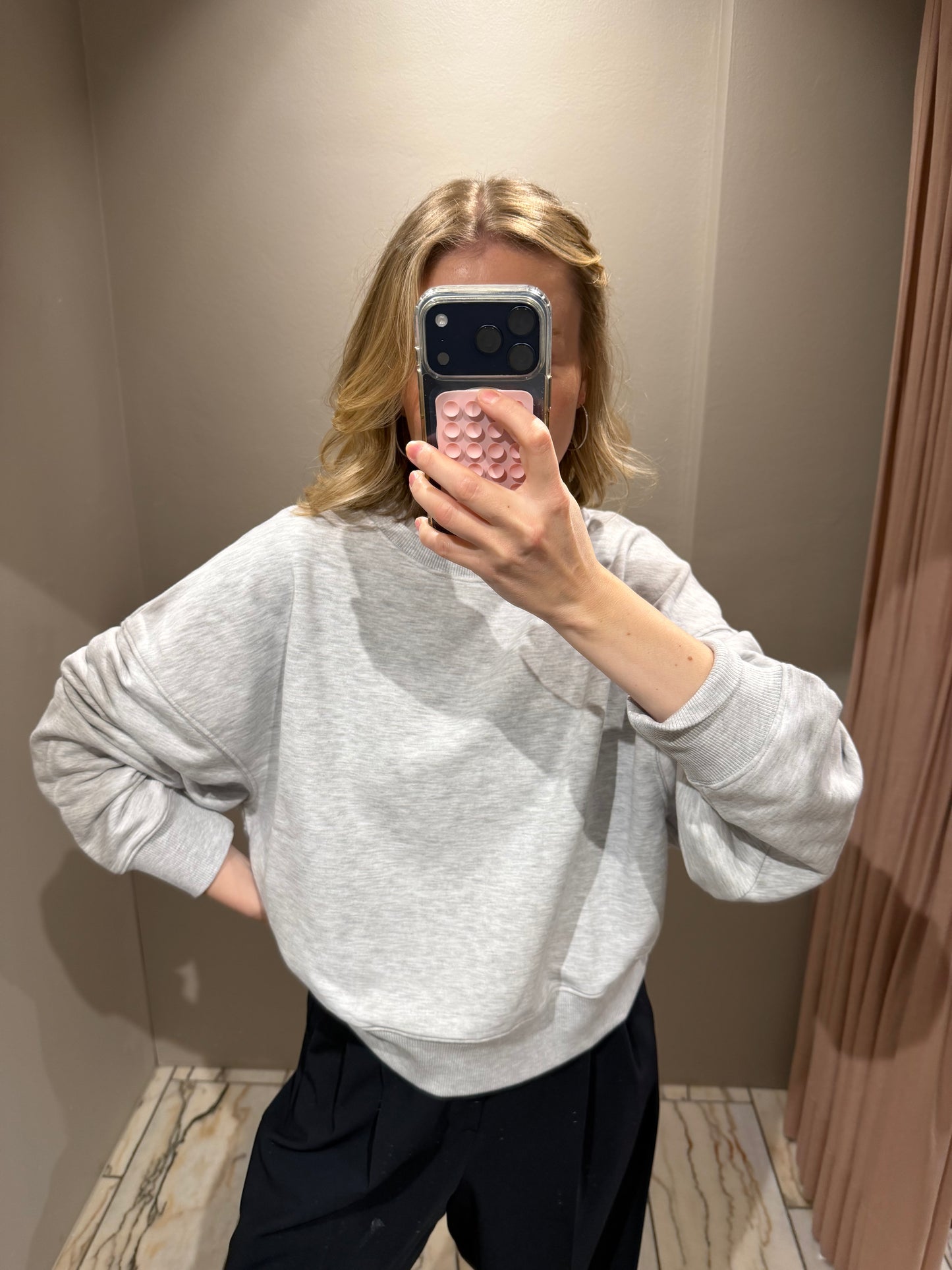 Grey Marl FRANNY CREW NECK DROP SHOULDER - GREY