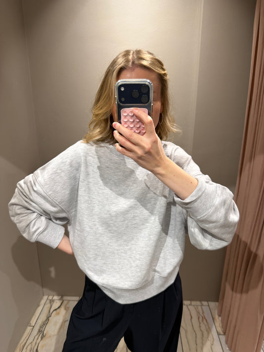 Grey Marl FRANNY CREW NECK DROP SHOULDER - GREY