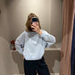 Grey Marl FRANNY CREW SWEAT CLASSIC-AQUA