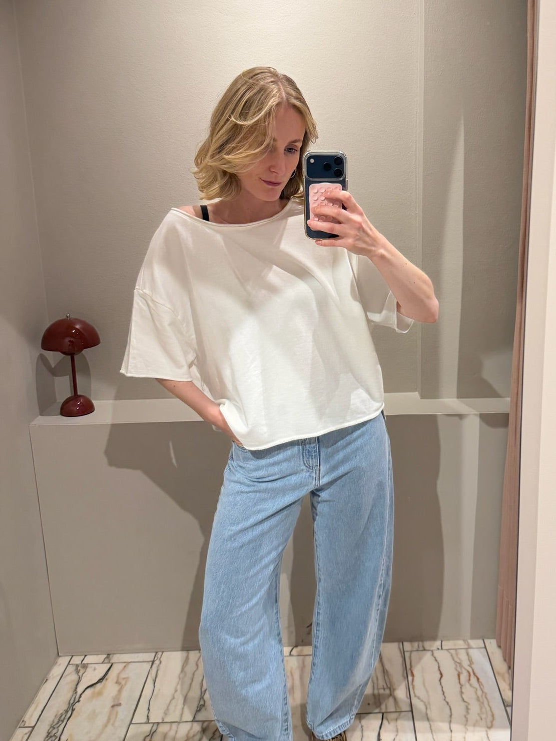 Grey Marl SKYLAR BOXY TEE SWEAT-OFF WHITE