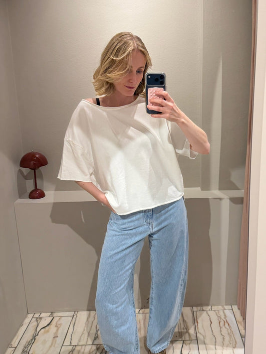 Grey Marl SKYLAR BOXY TEE SWEAT-OFF WHITE