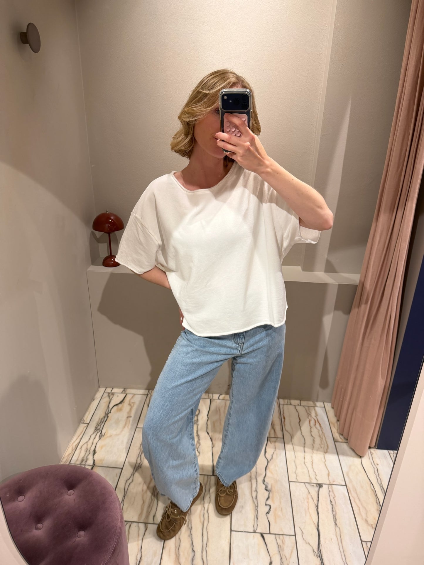 Grey Marl SKYLAR BOXY TEE SWEAT-OFF WHITE
