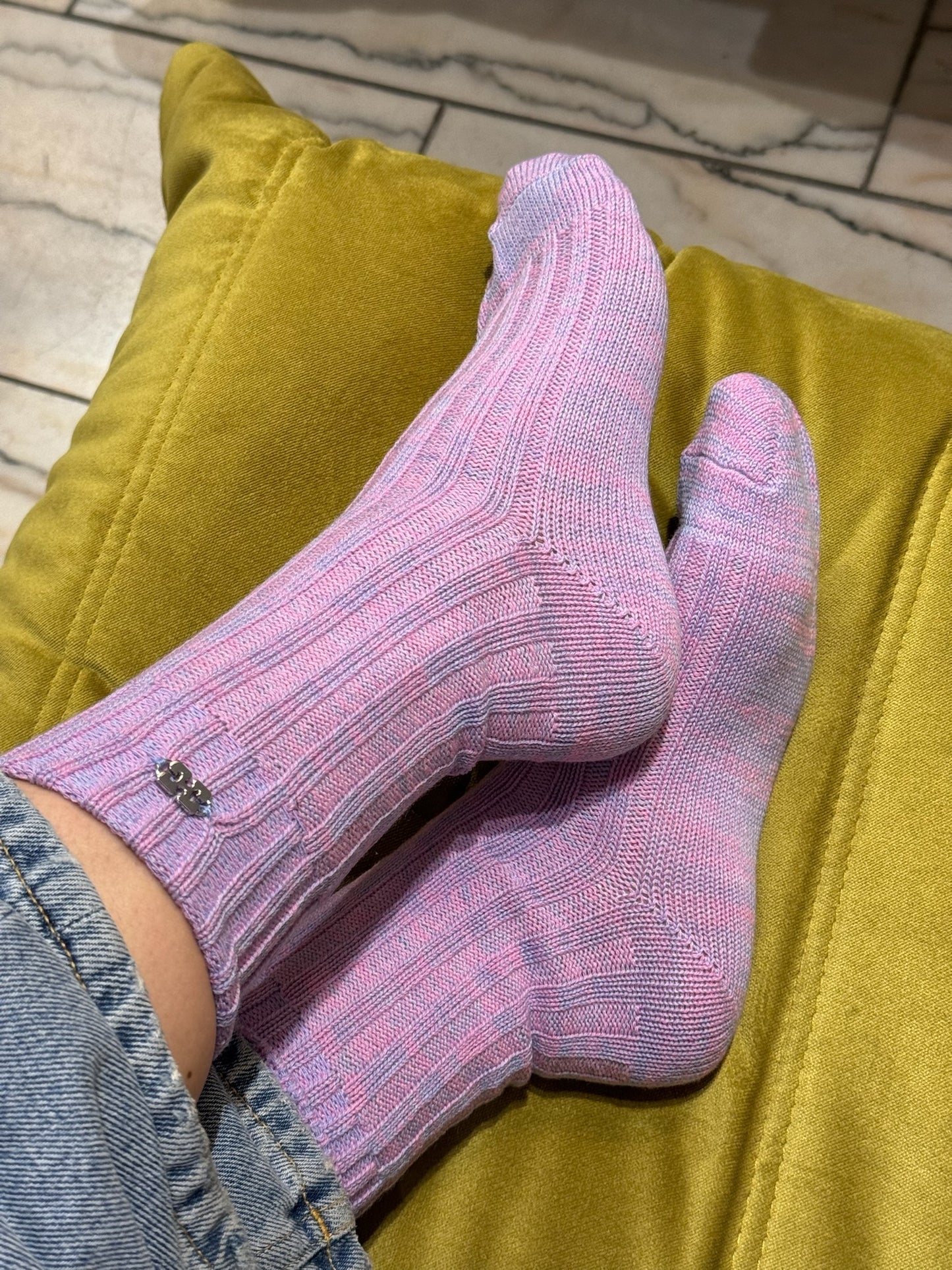 GANNI Winter Melange Ribbed Socks