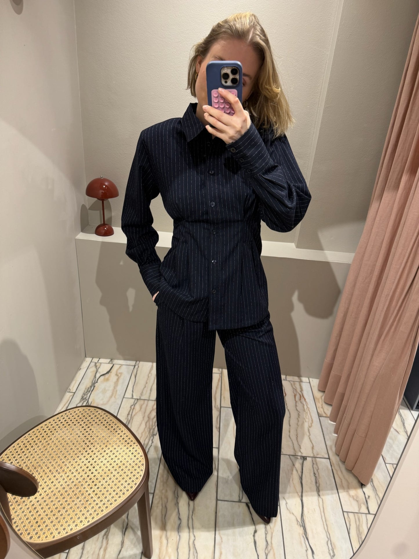 Gestuz DaciaGZ HW Pants Navy Pinstripe