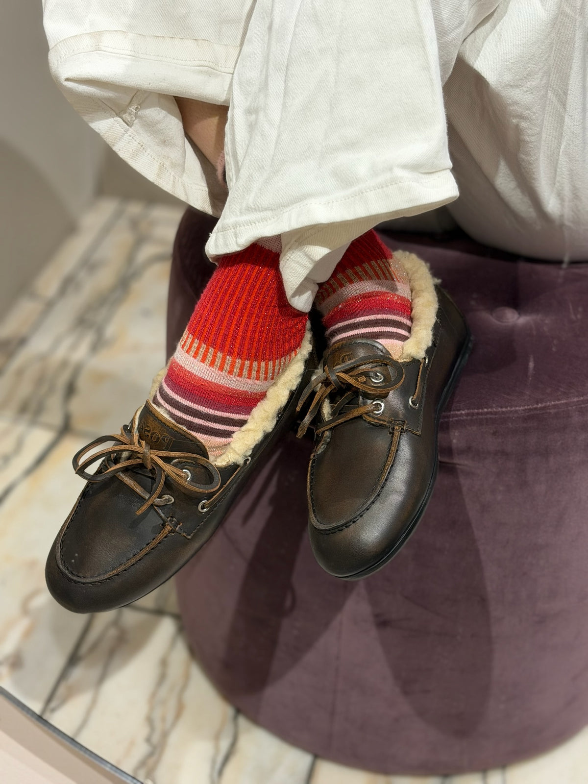 Boat Loafer Brushed Fur Leather