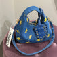 GANNI Hobo Mini Denim Flowers Debossed