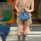 GANNI Hobo Mini Denim Flowers Debossed