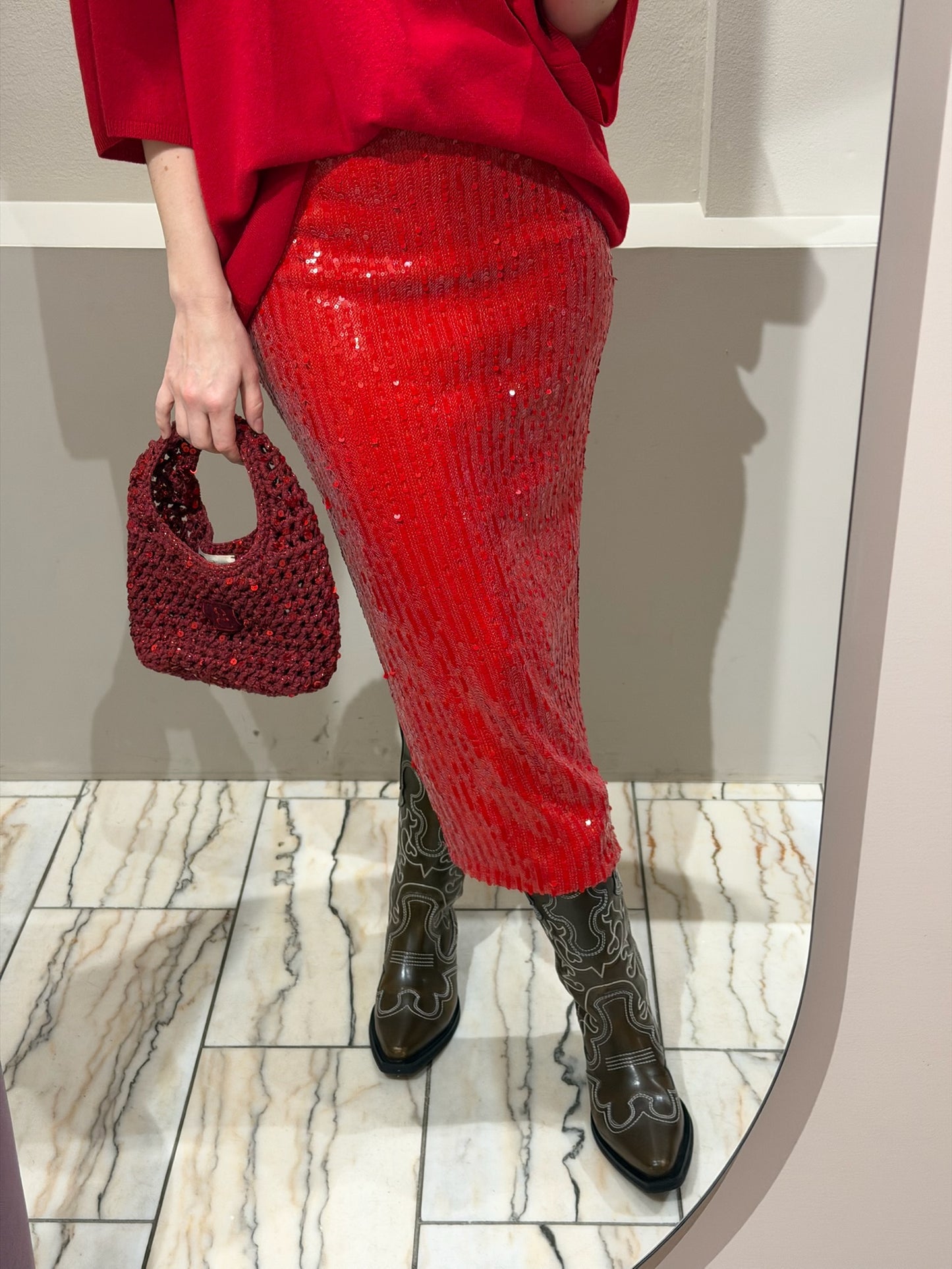 Rotate Sequins Pencil Skirt