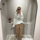Grey Marl FRANNY CREW SWEAT OFF WHITE