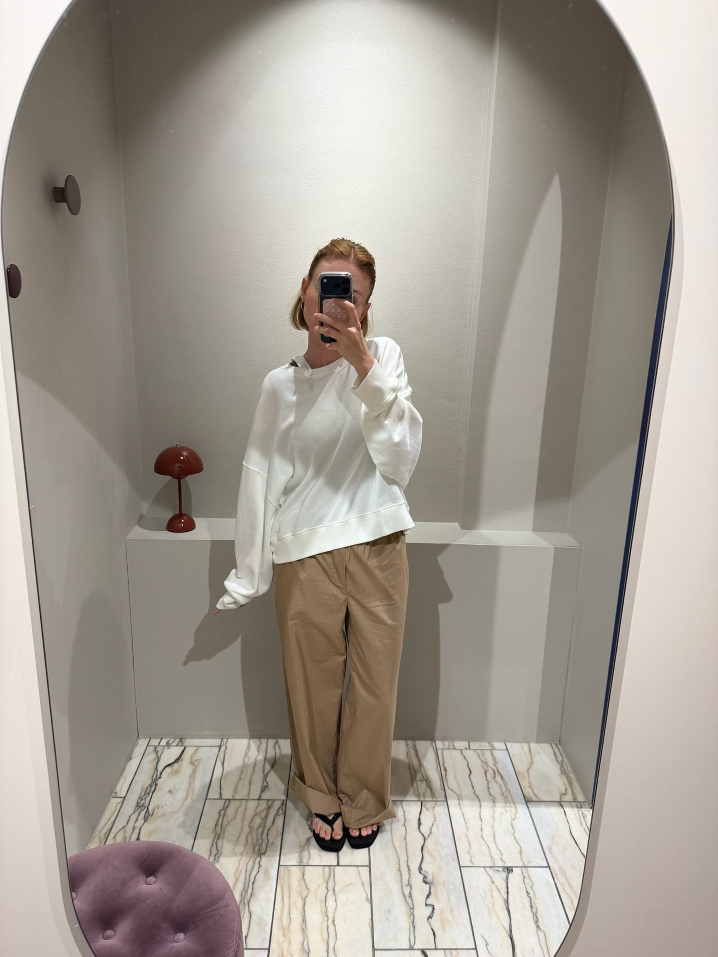 Grey Marl FRANNY CREW SWEAT OFF WHITE