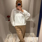 Grey Marl FRANNY CREW SWEAT OFF WHITE
