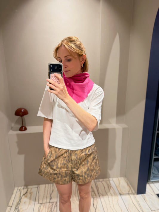 GANNI Printed Stretch Cotton Elasticated Shorts