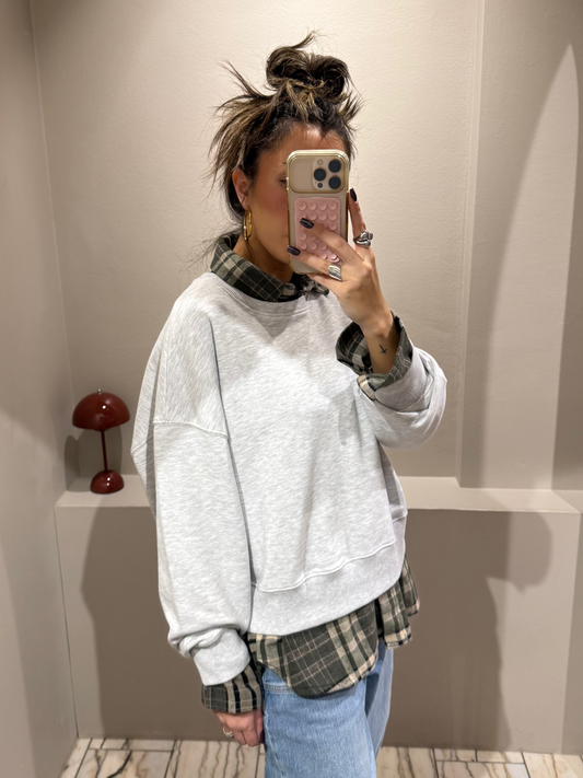 Franny Crew Neck Drop Shoulder Grau