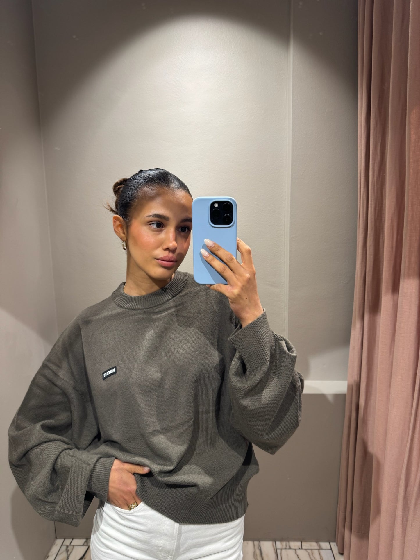 Rotate Basic Crewneck Sweater Khaki
