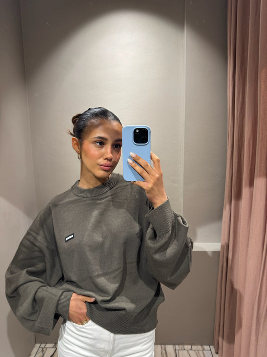 Rotate Basic Crewneck Sweater Khaki