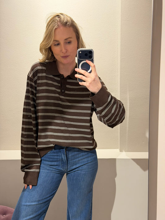 The Garment Madison Polo Brown Stripe