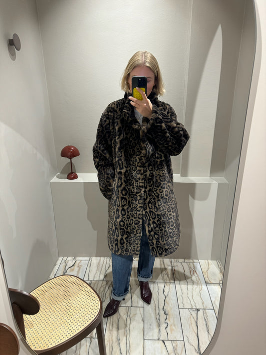 Apparis Blair Leopard Mid-Length Coat