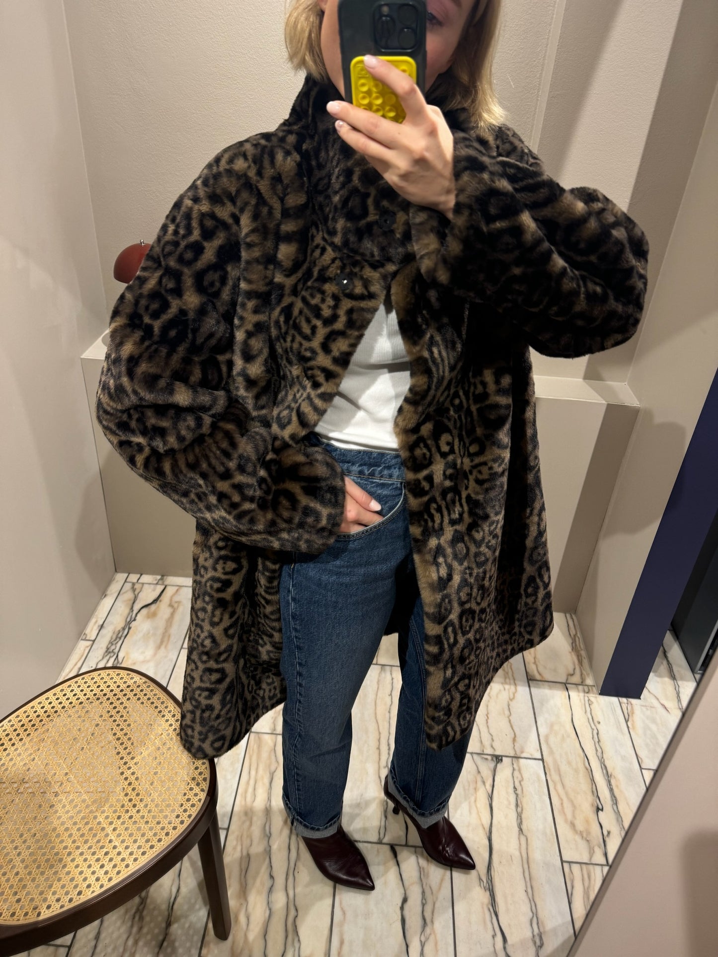 Apparis Blair Leopard Mid-Length Coat