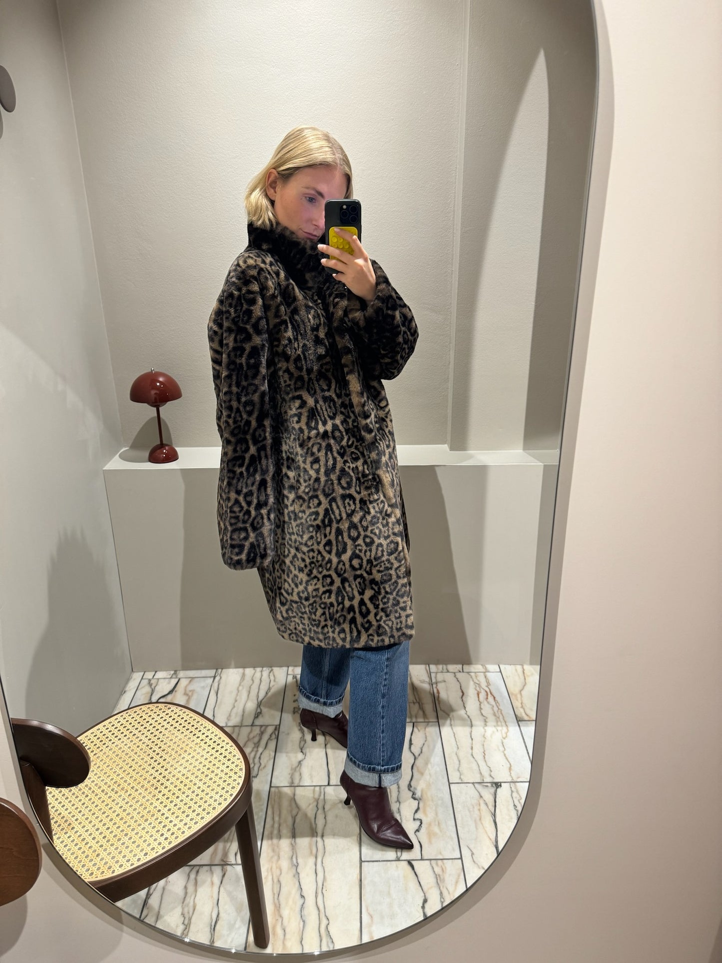 Apparis Blair Leopard Mid-Length Coat