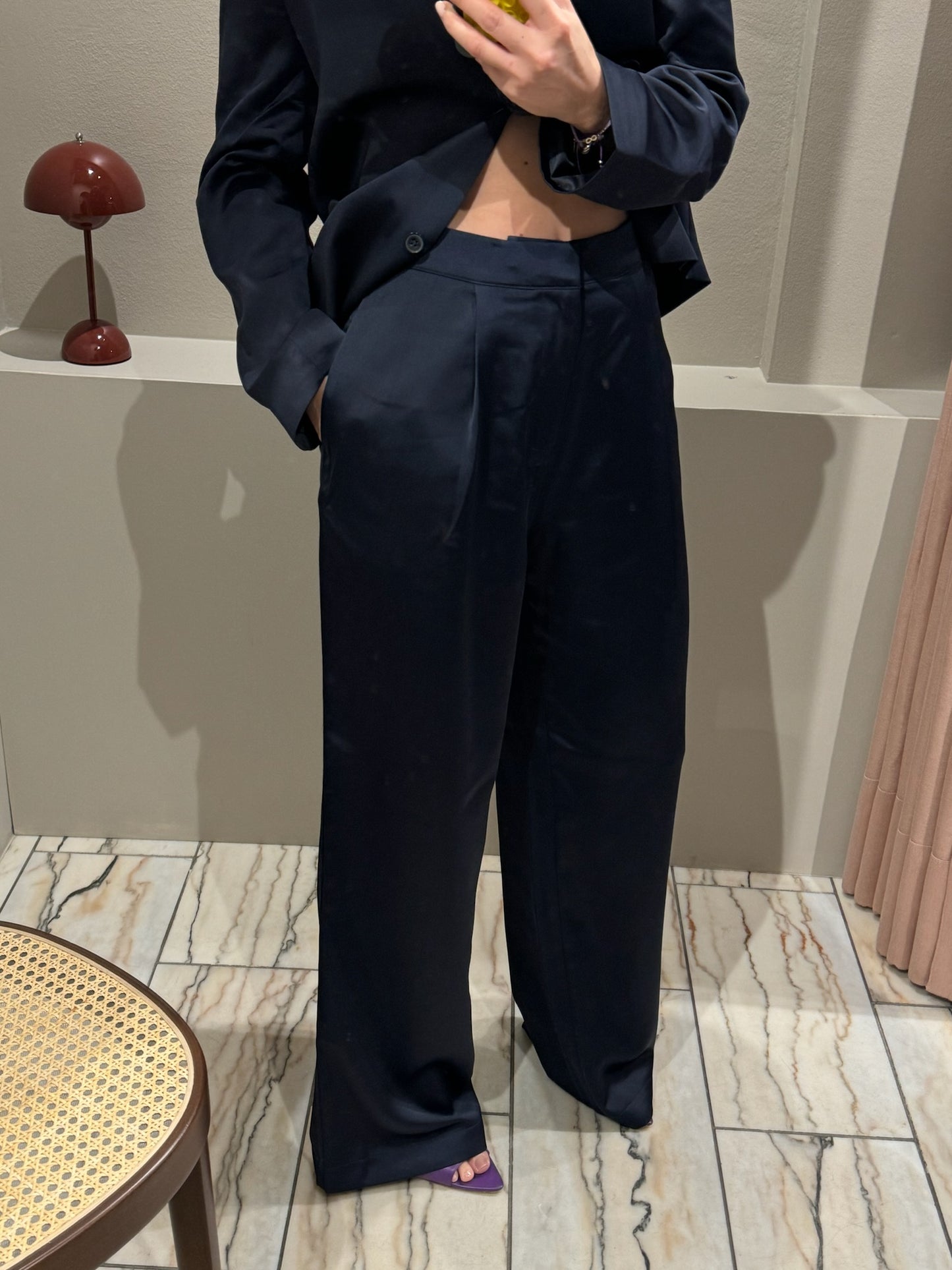 Mads Nørgaard Heavy Satin Birna Pants Navy