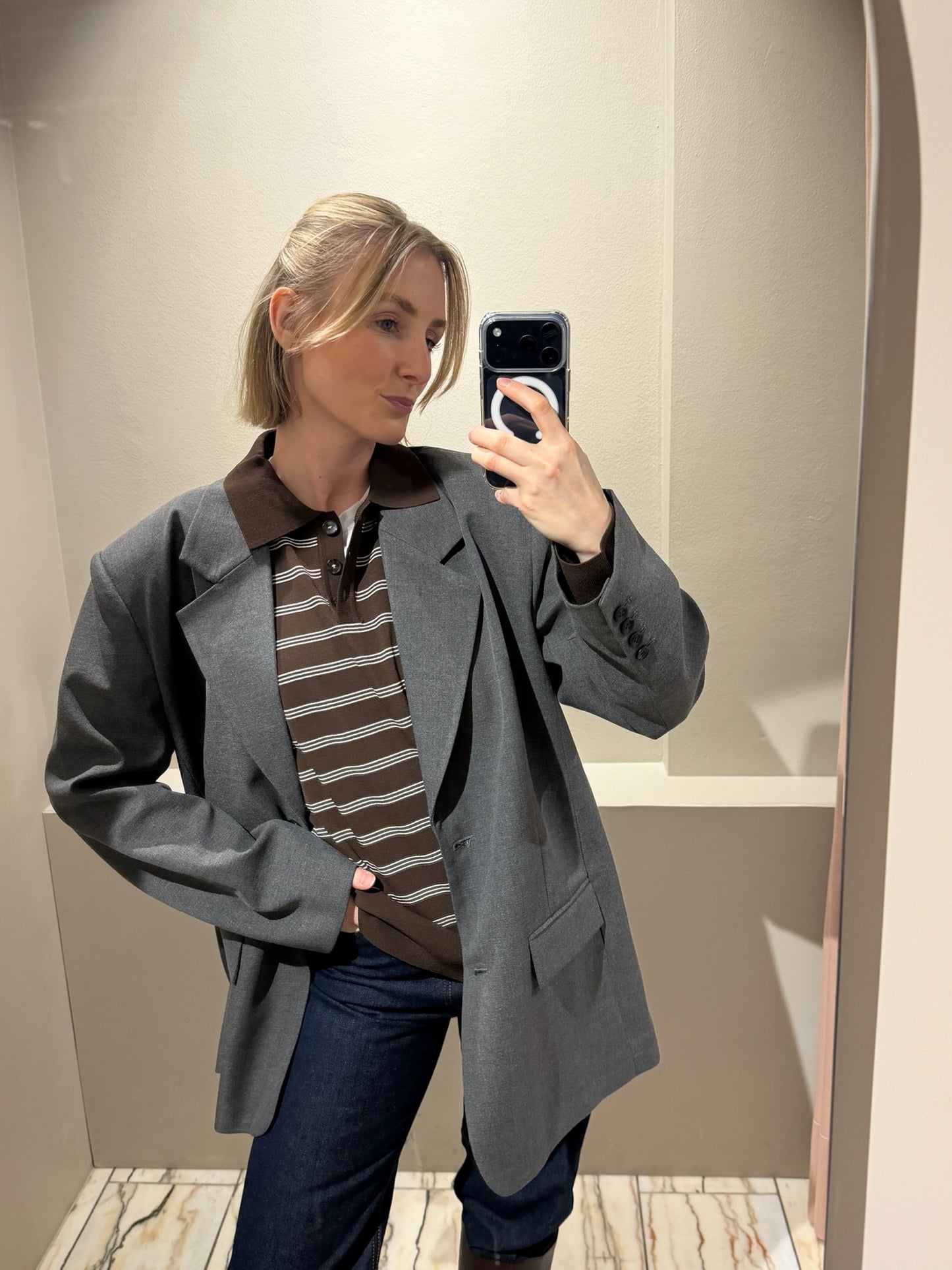 Gestuz Paula Oversized Blazer grau