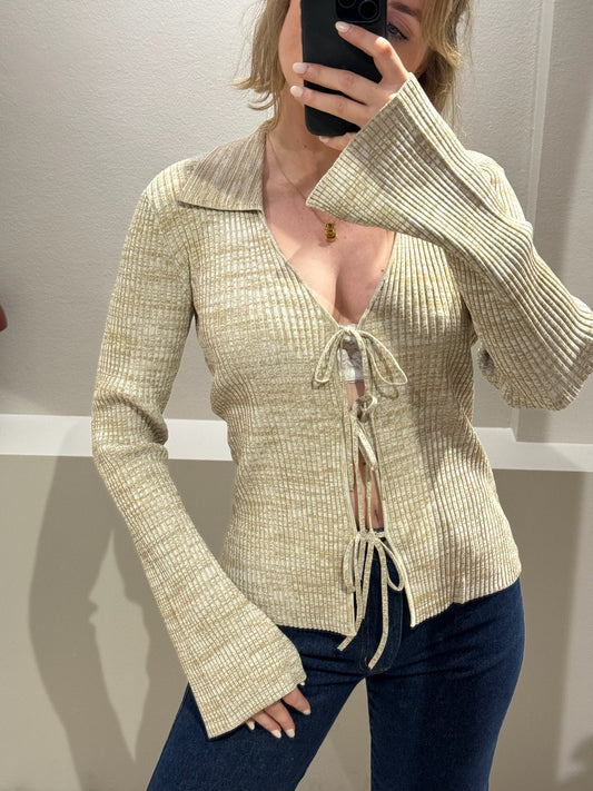 Oval Square Tanner Knit Tie Cardigan