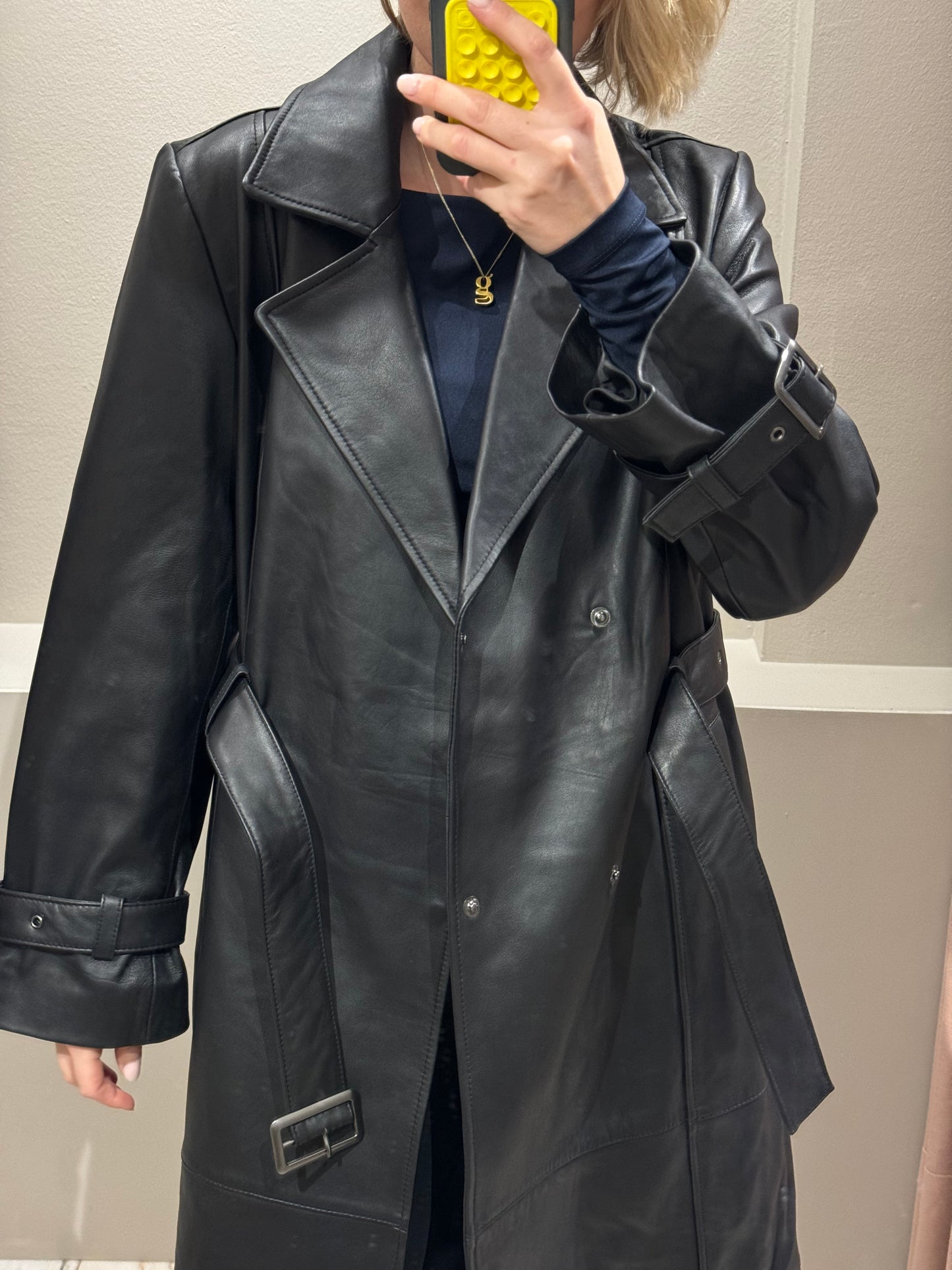 Oval Square Roadie Leather Coat