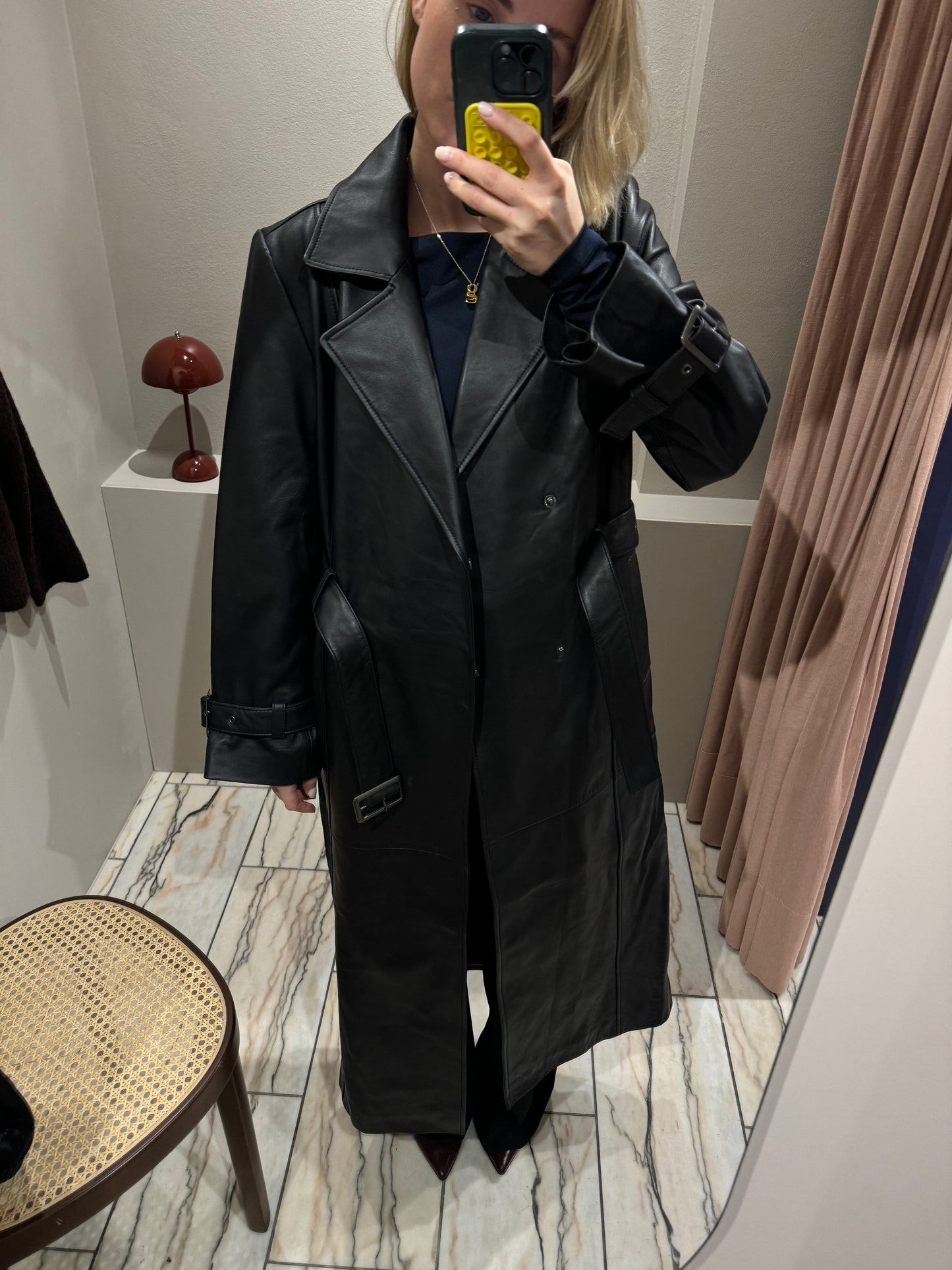 Oval Square Roadie Leather Coat