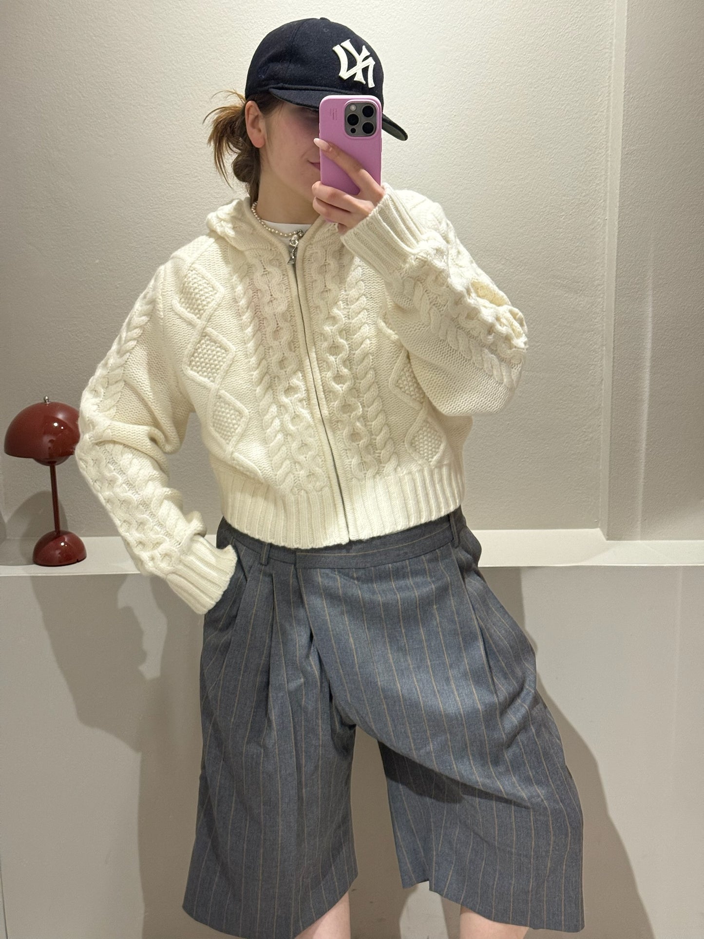 GANNI Wool stripe wrap Shorts