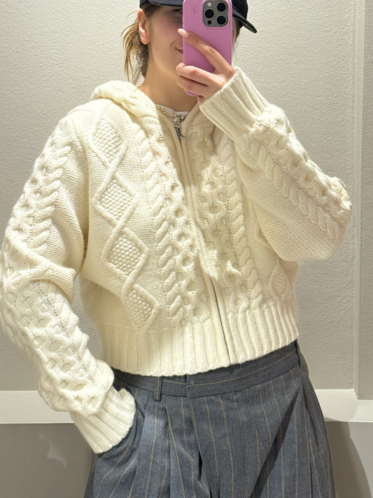 ROTATE Cable Zip Cardigan