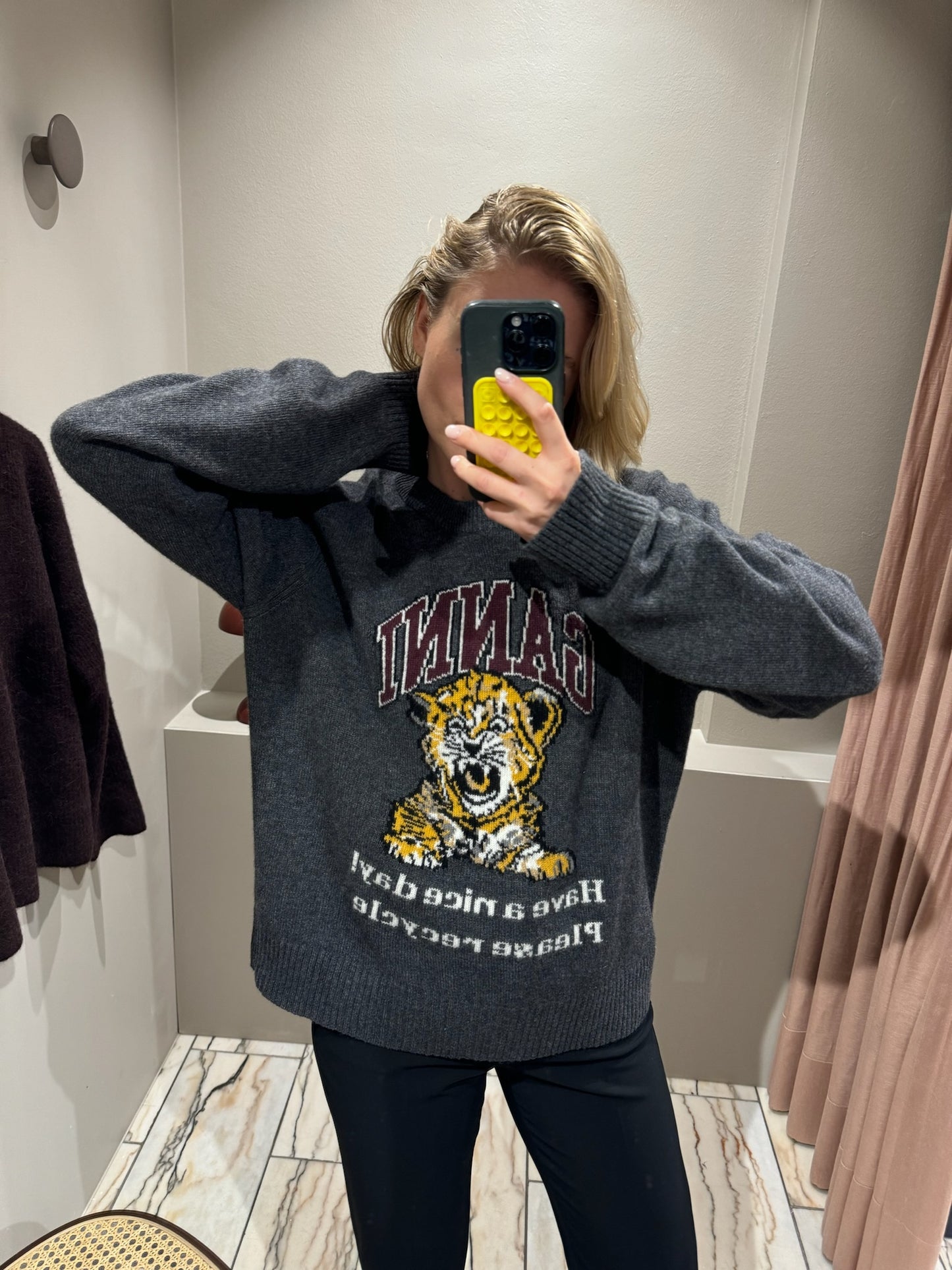 GANNI Graphic Wool Mix Tiger Crewneck