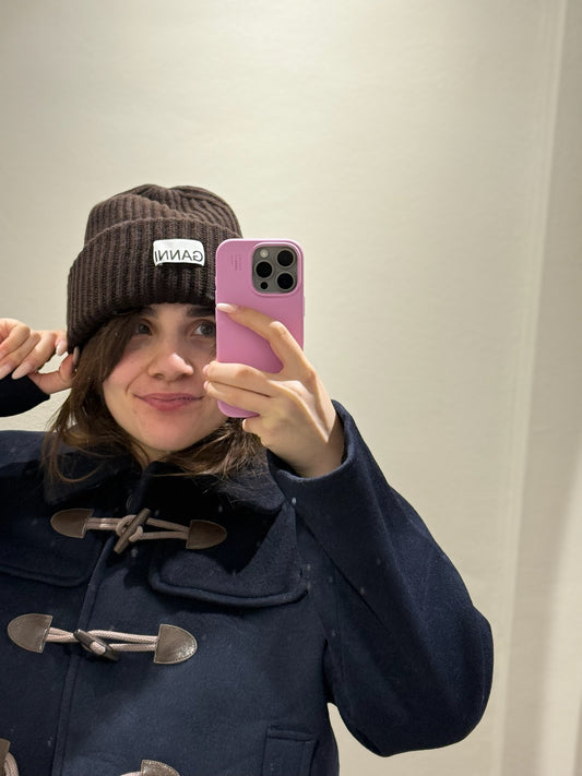 GANNI Structured Rib Beanie Chocolate