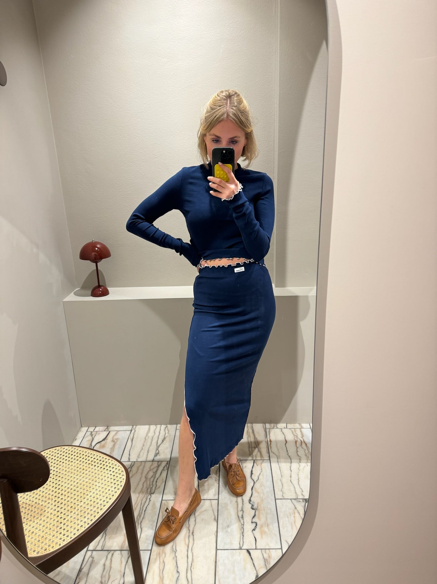 Rotate Sunday Rib Long Midi Skirt