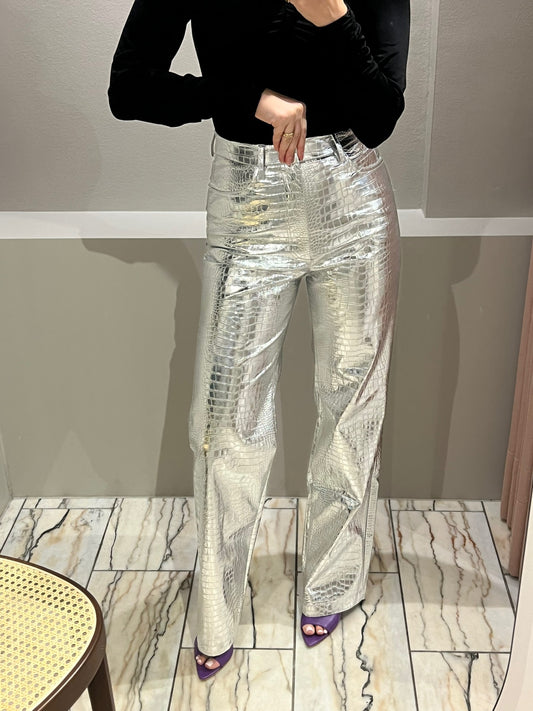 Rotate silver Textured Pants