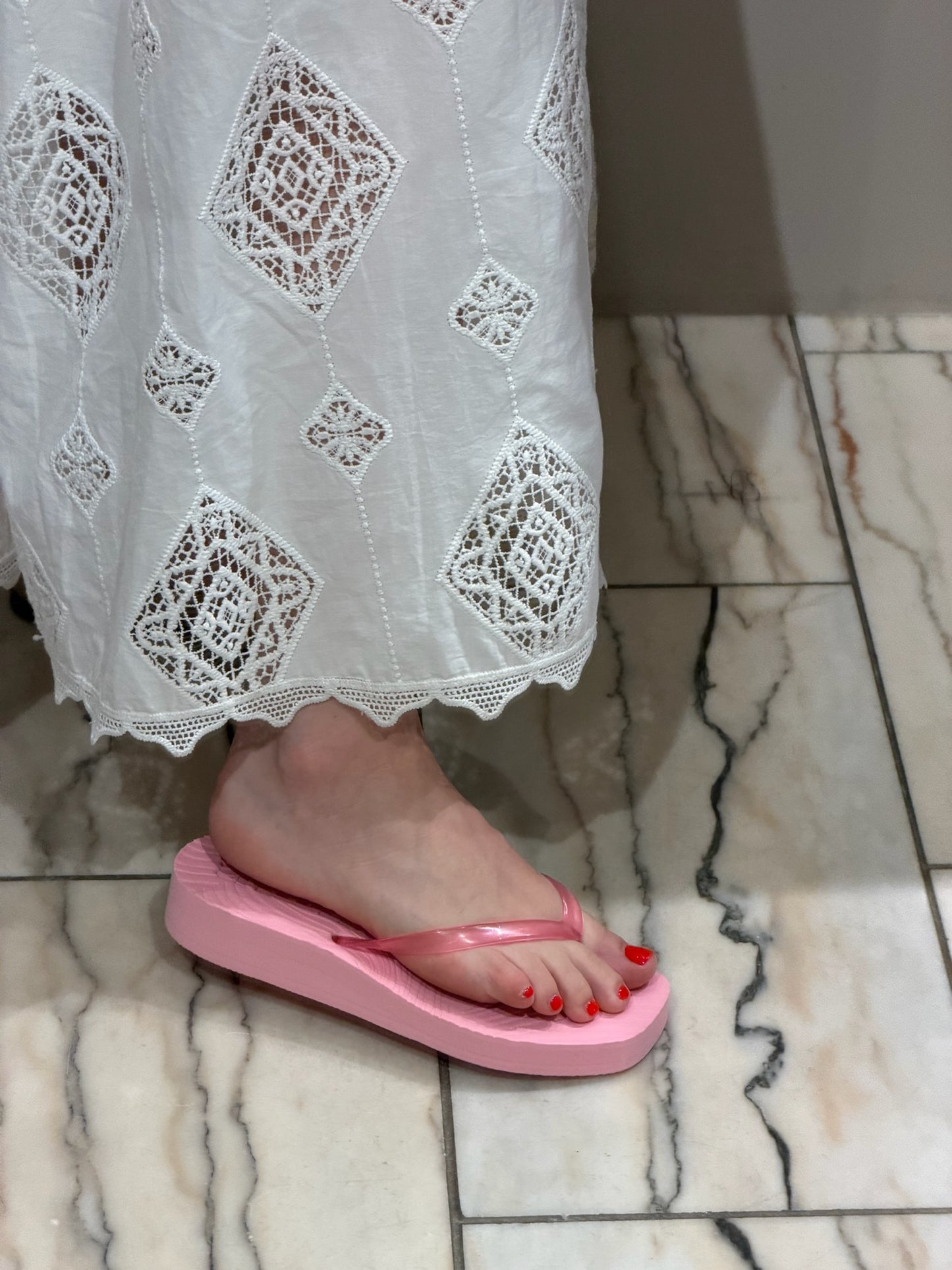 Tapered Plattform Flip Flops Pink Clear