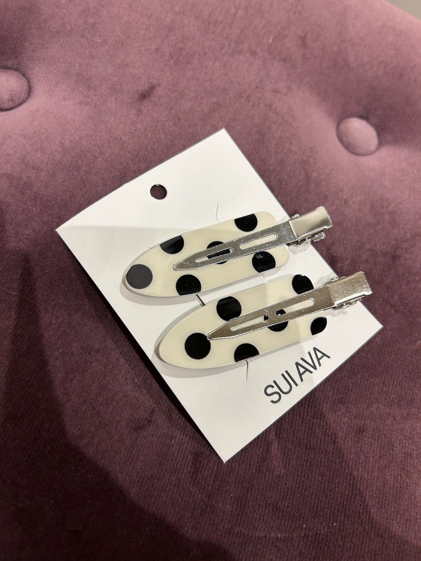 Sui Ava No Crease Sprinkle clips Black Polka Dot