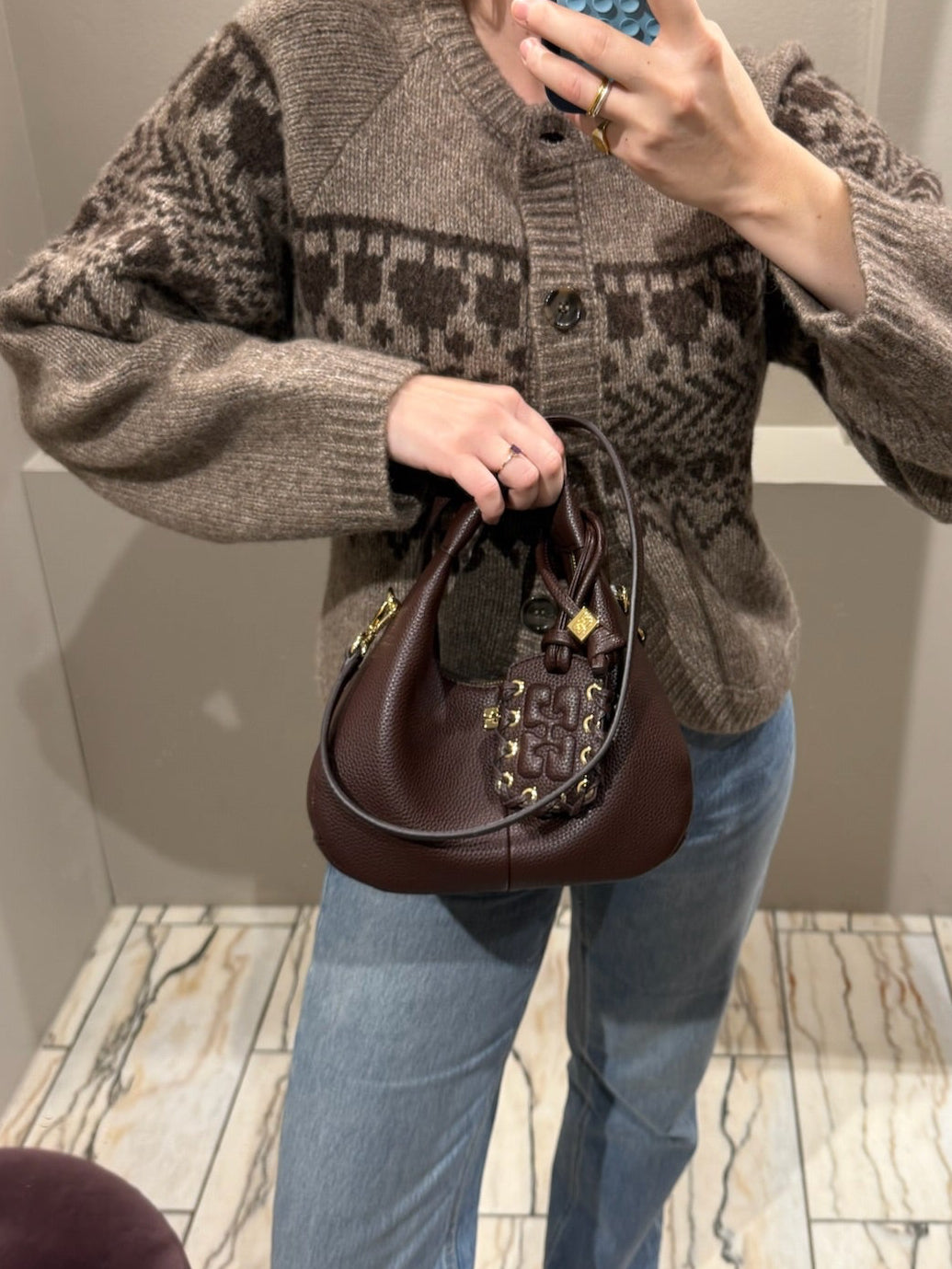 GANNI Hobo Mini Grained